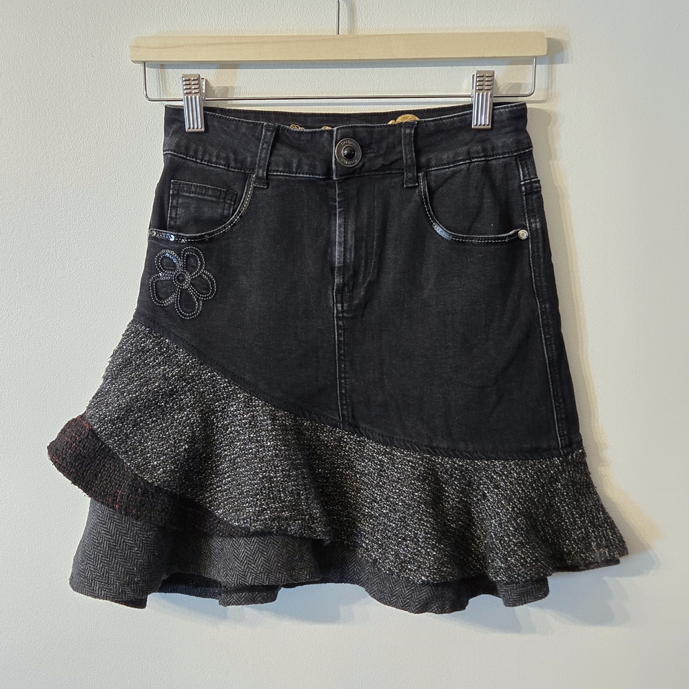 Desigual Denim Skirt with Ruffle Hem